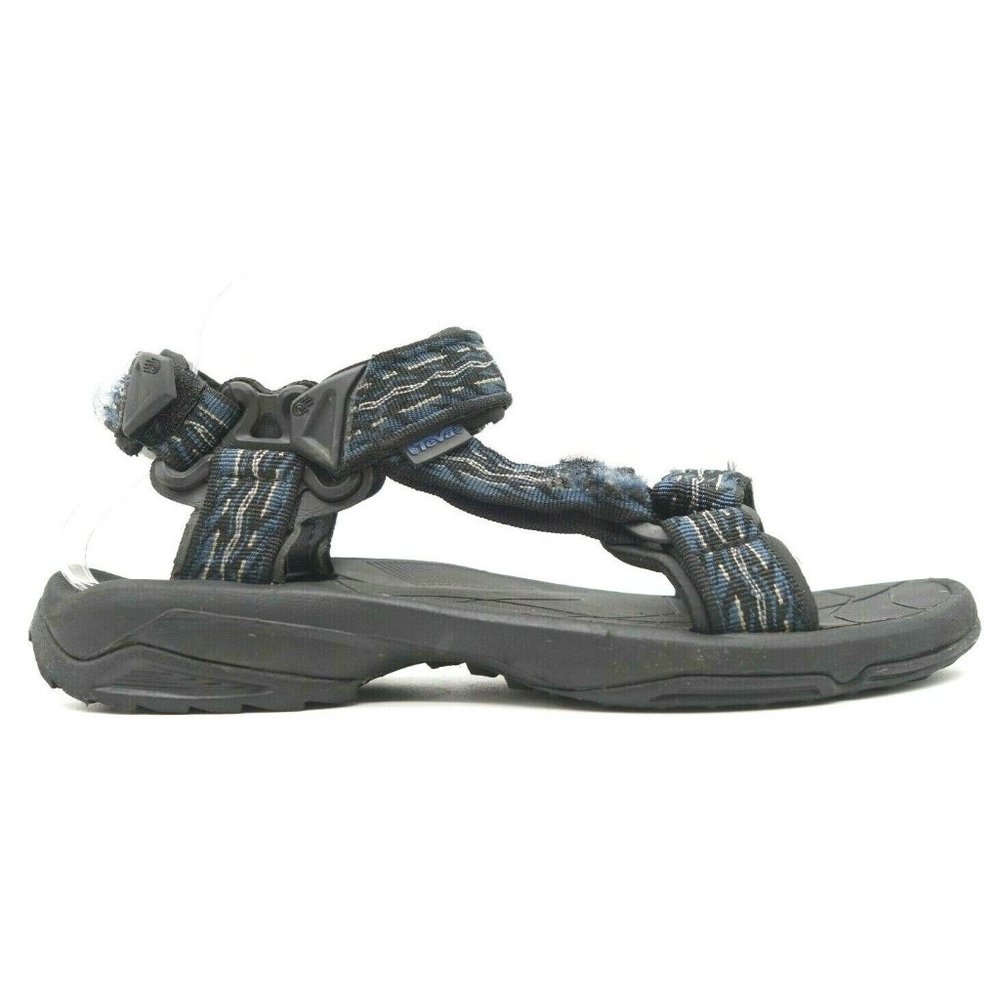 Teva Black Blue Adjustable Fit Slip On Trail Hiking Sandals Shoes Men's 9